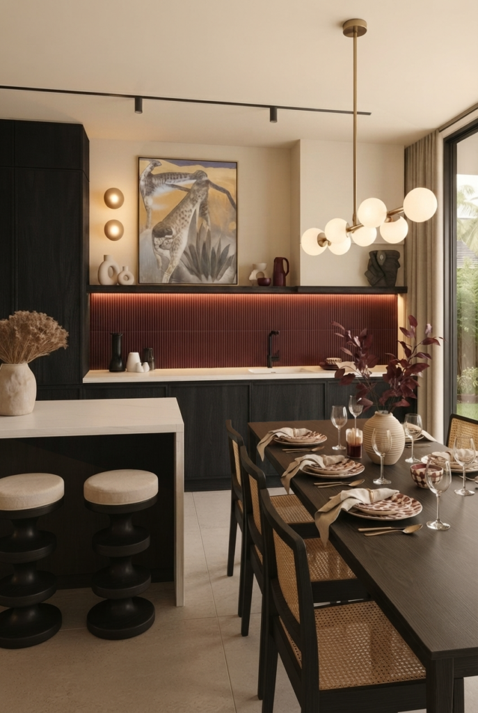burgundy kitchen cabinets with black cabinets