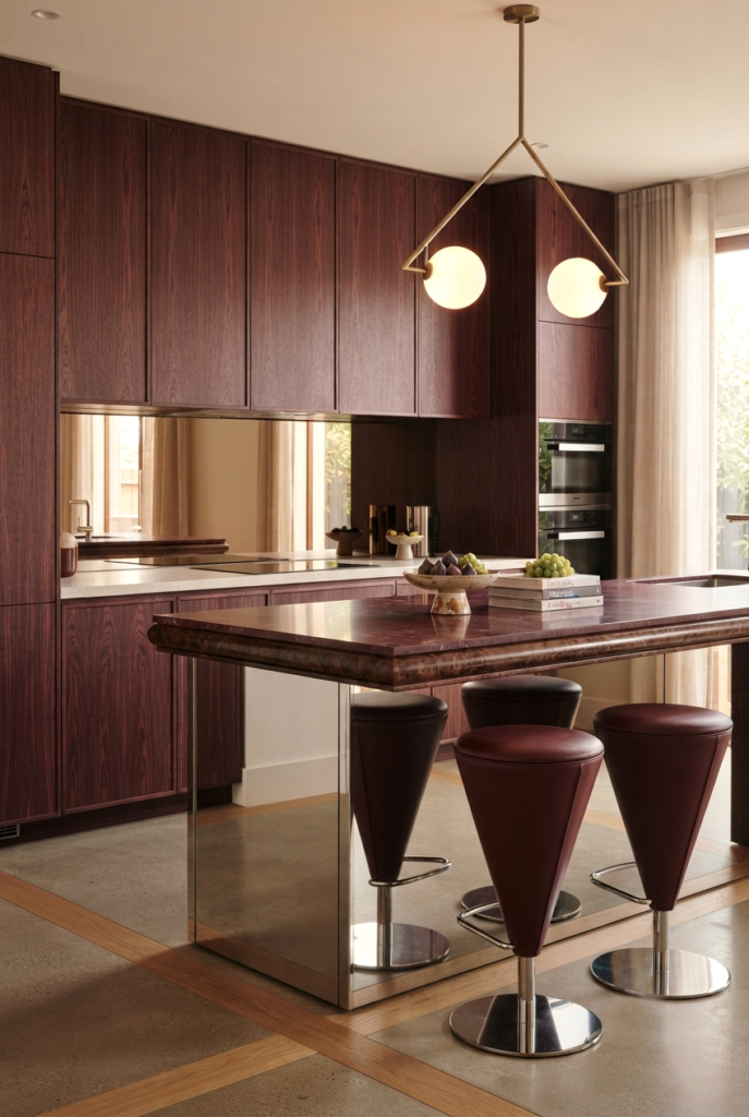 burgundy kitchen cabinets