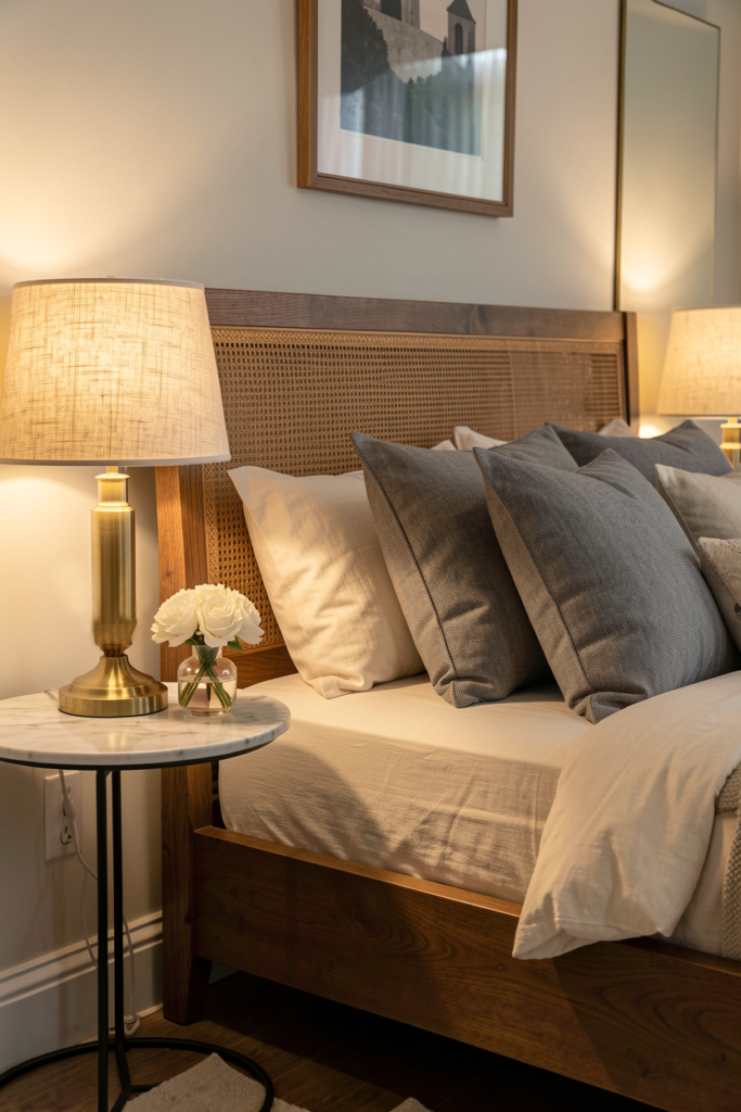 Cream and beige bedroom with soft, warm bedding