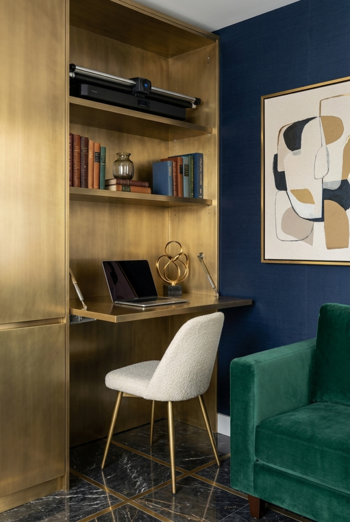 Home office nook with a foldable desk