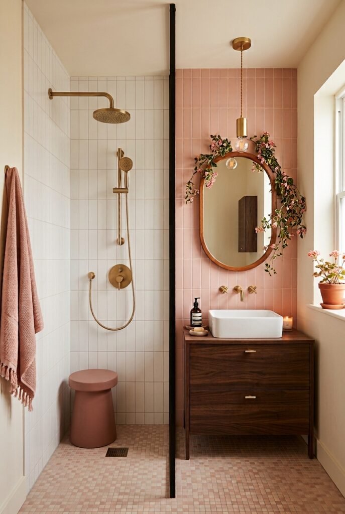 Terracotta small bathroom design